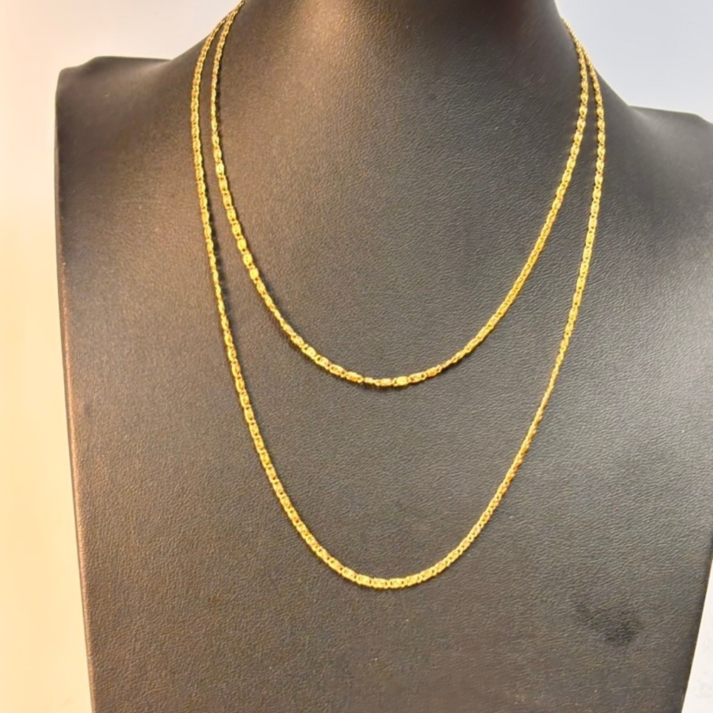 Gold Scroll Link Chain Necklace Gold Tone Minimalist 24in Statement Jewelry